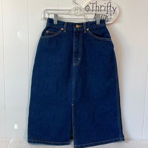 Womens Dark Denim Jean Skirt Size 3 Vented Front 5 pocket Zip Modest Equestrian